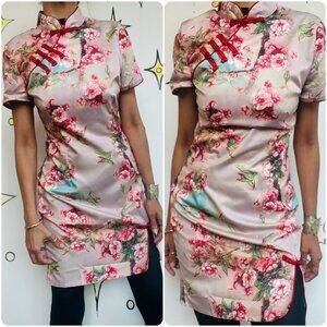 Pink Geisha~Cherry Blossom Floral Print Japanese DRESS Fairycore Grunge Mini~ SM